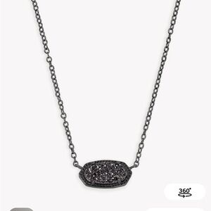 Kendra Scott Elisa Pendant Necklace in Black Drusy